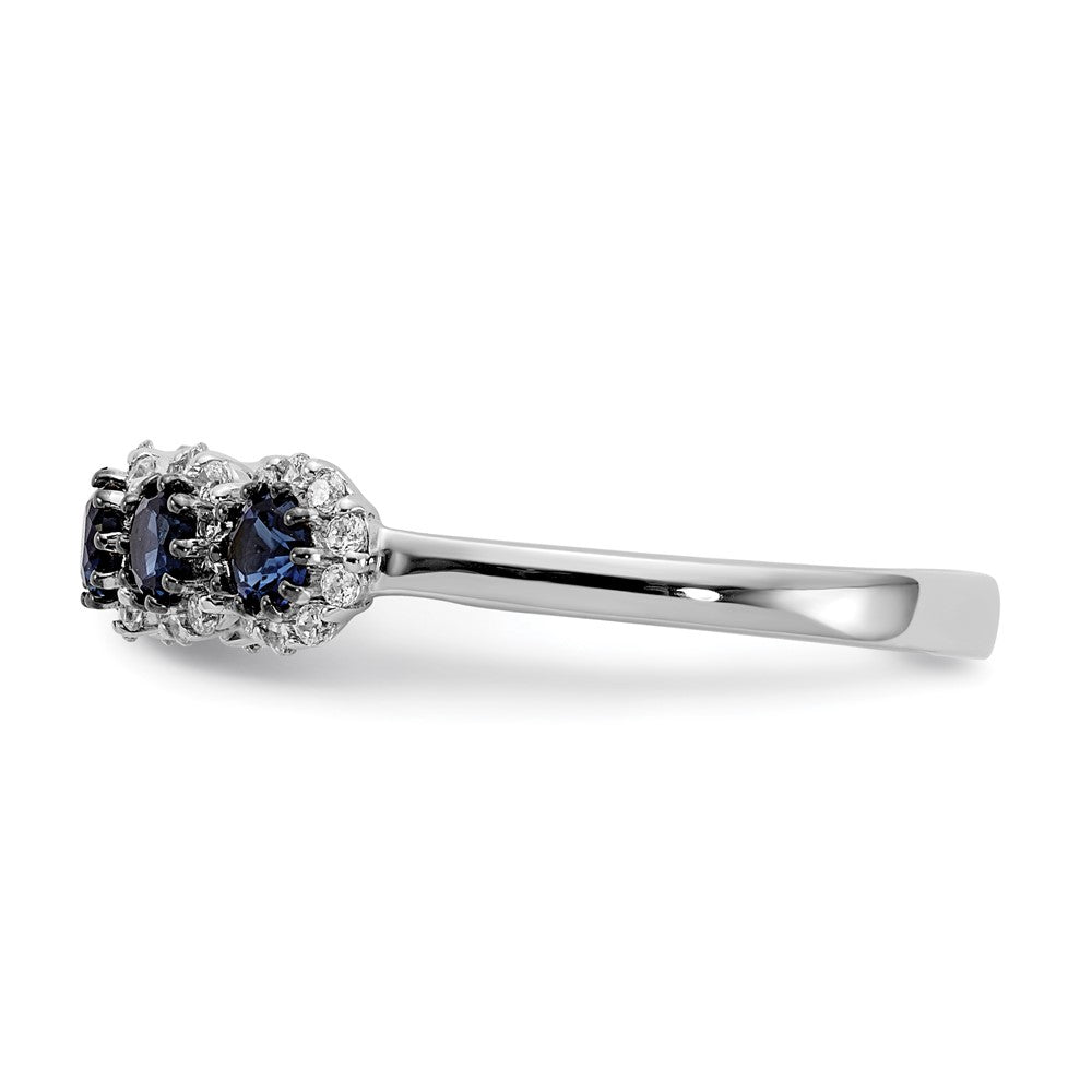14K Weißgoldring mit 5 natürlichen blauen/weißen Diamanten