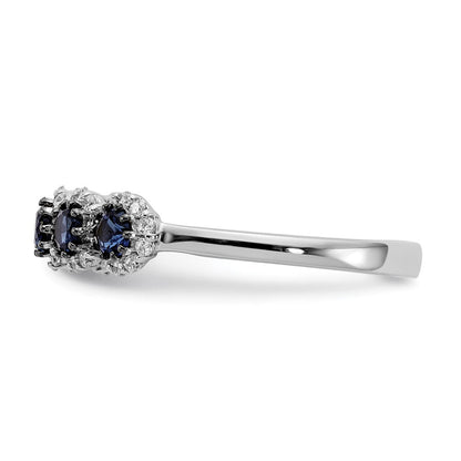 14K Weißgoldring mit 5 natürlichen blauen/weißen Diamanten