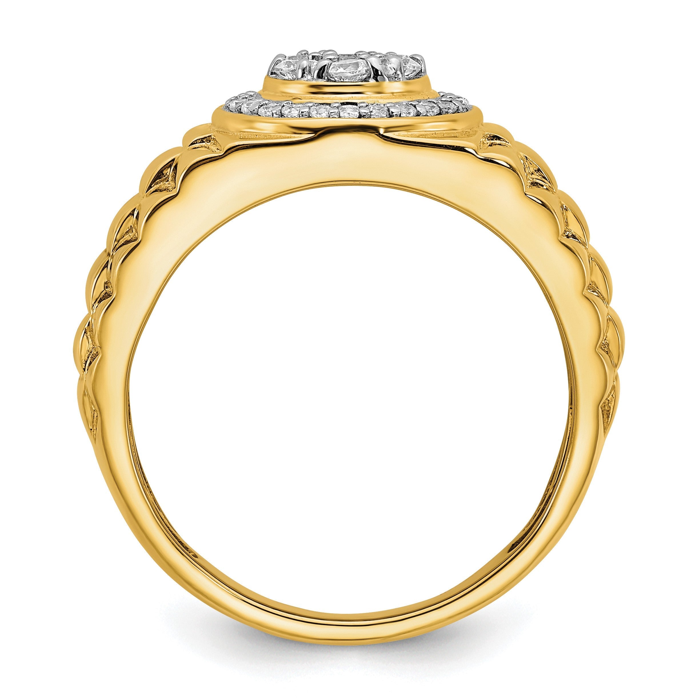 10K Gelbgold Herrenring mit 0,5 ct. Labor-gezüchteten Diamanten VS/SI+ G+