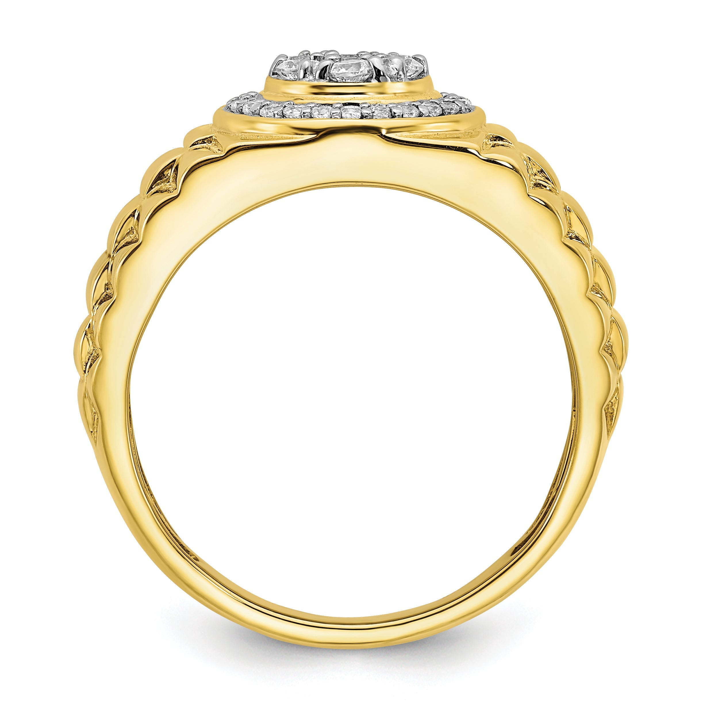 10K Gelbgold Herrenring mit 0,5 ct. Labor-gezüchteten Diamanten VS/SI+ G+