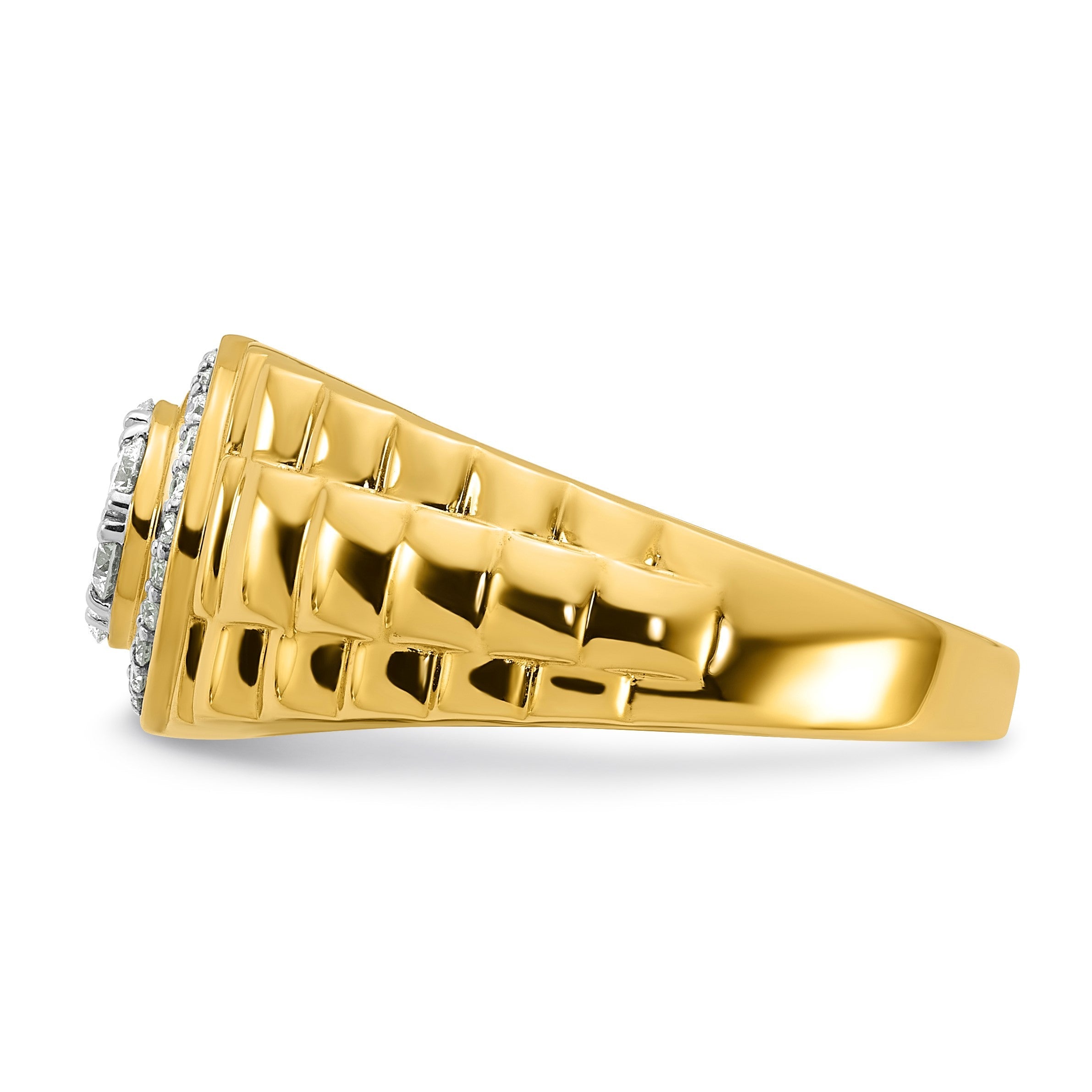 10K Gelbgold Herrenring mit 0,5 ct. Labor-gezüchteten Diamanten VS/SI+ G+