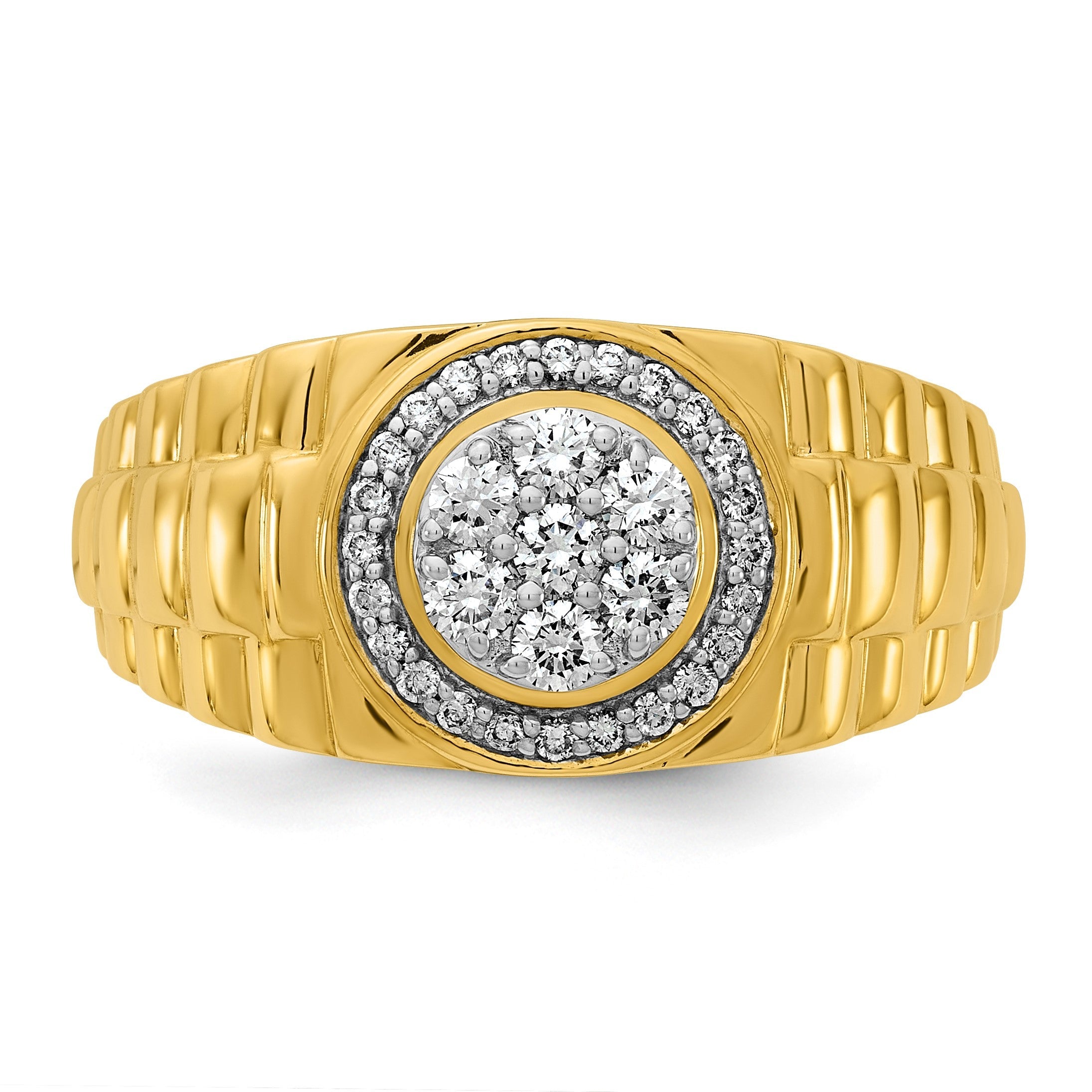 10K Gelbgold Herrenring mit 0,5 ct. Labor-gezüchteten Diamanten VS/SI+ G+