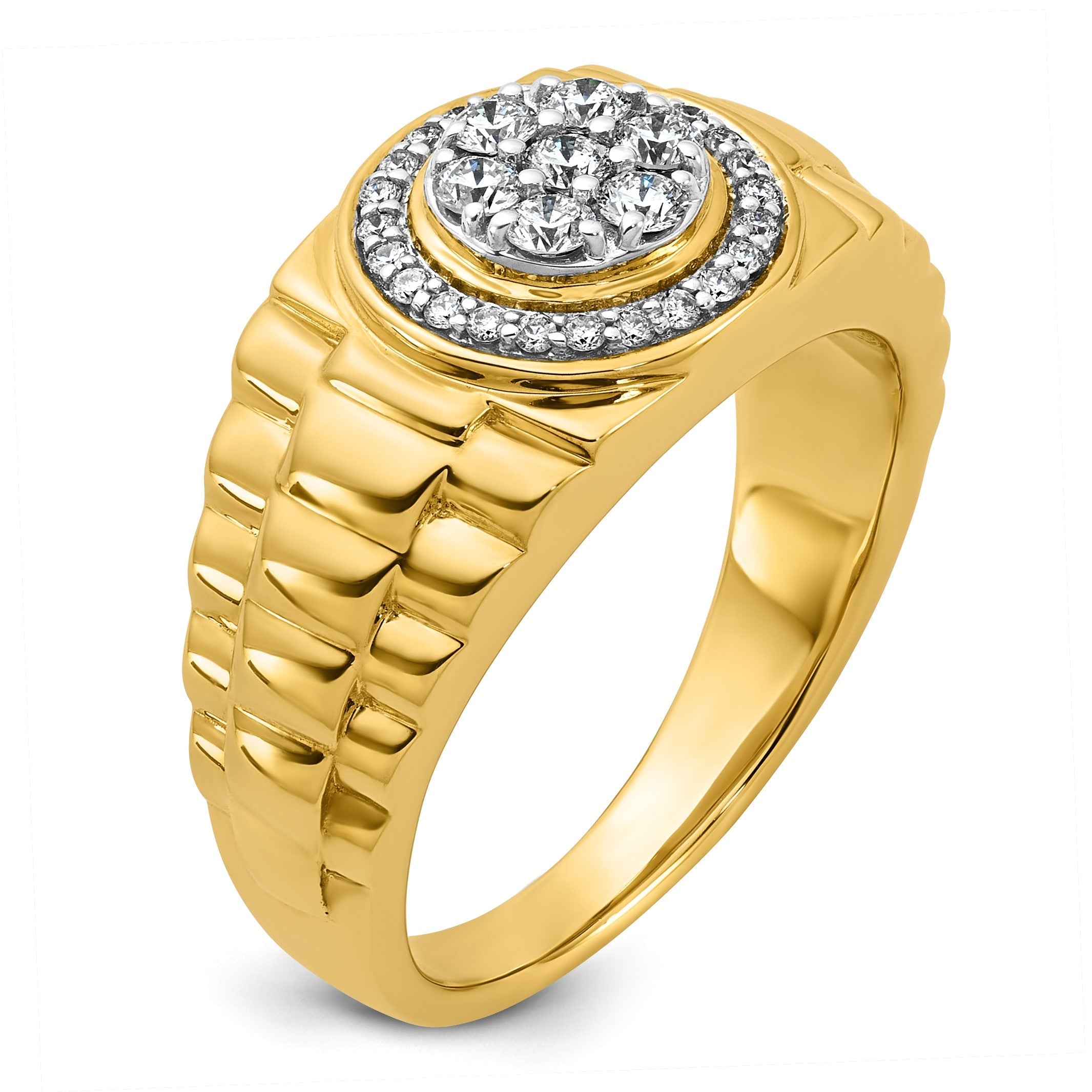 10K Gelbgold Herrenring mit 0,5 ct. Labor-gezüchteten Diamanten VS/SI+ G+