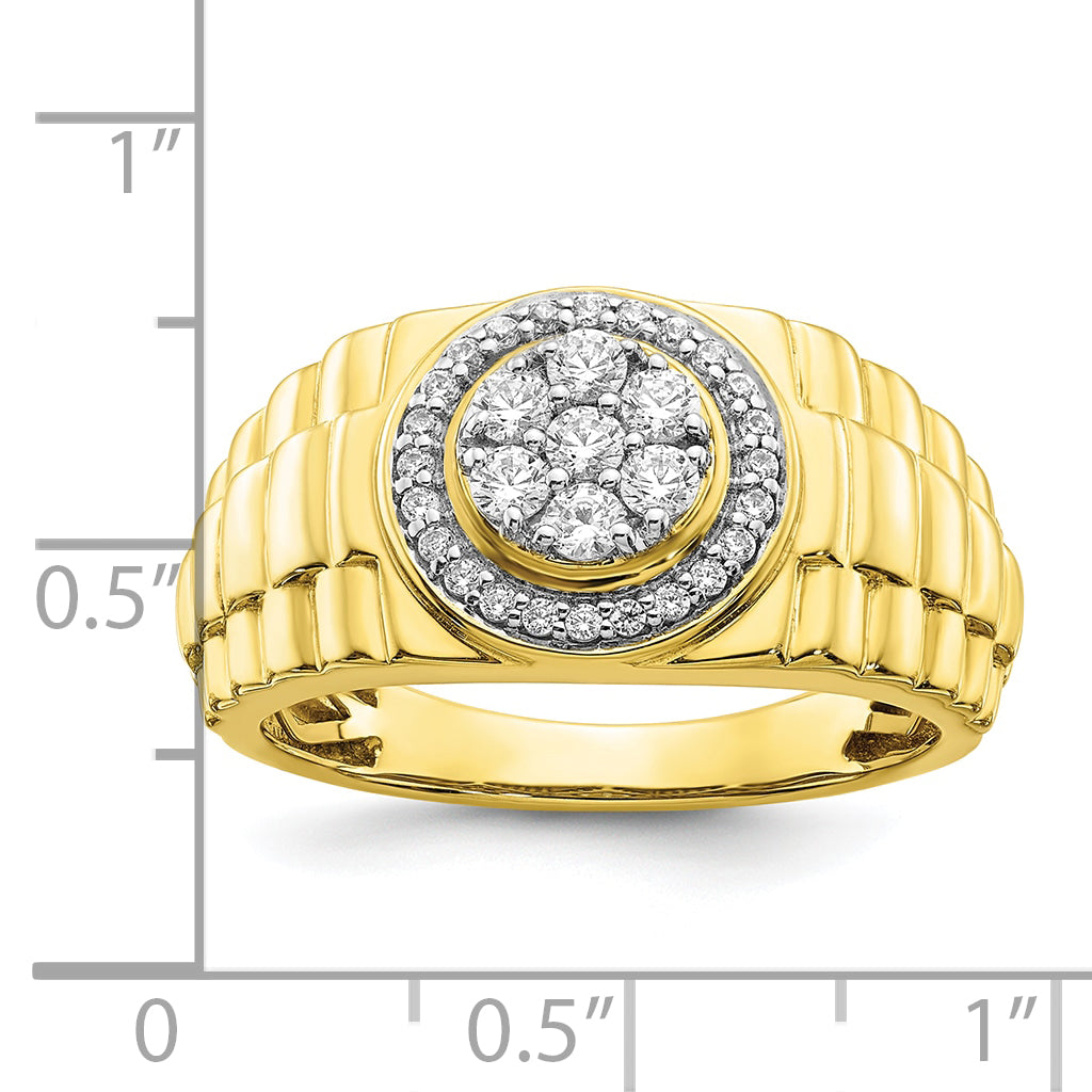 10K Gelbgold Herrenring mit 0,5 ct. Labor-gezüchteten Diamanten VS/SI+ G+