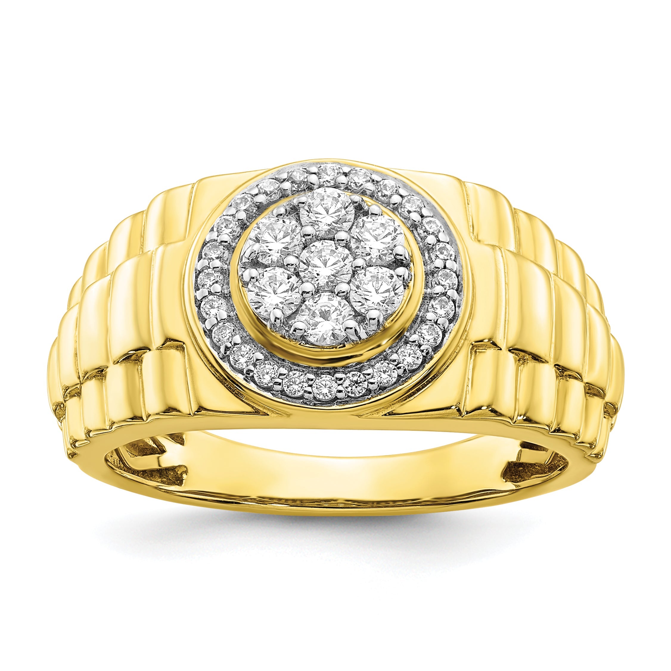 10K Gelbgold Herrenring mit 0,5 ct. Labor-gezüchteten Diamanten VS/SI+ G+