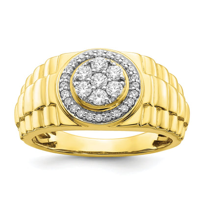 10K Gelbgold Herrenring mit 0,5 ct. Labor-gezüchteten Diamanten VS/SI+ G+