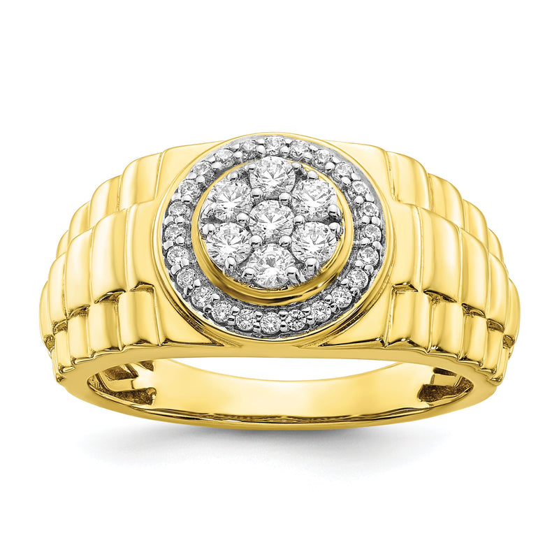 10K Gelbgold Herrenring mit 0,5 ct. Labor-gezüchteten Diamanten VS/SI+ G+