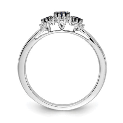 14K Weißgoldring mit blauen und weißen natürlichen Diamanten