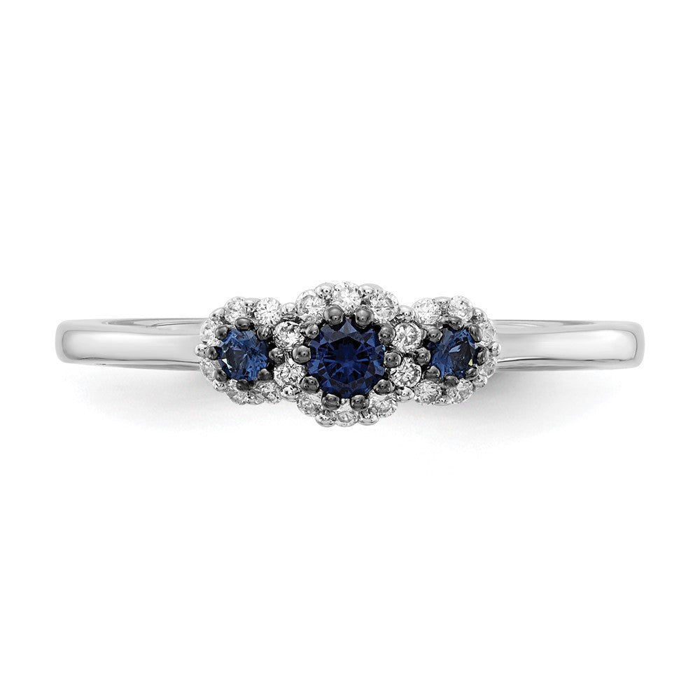14K Weißgoldring mit blauen und weißen natürlichen Diamanten