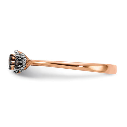 14 Karat Roségold Dreistein-Ring mit echten weißen/champagnerfarbenen Diamanten