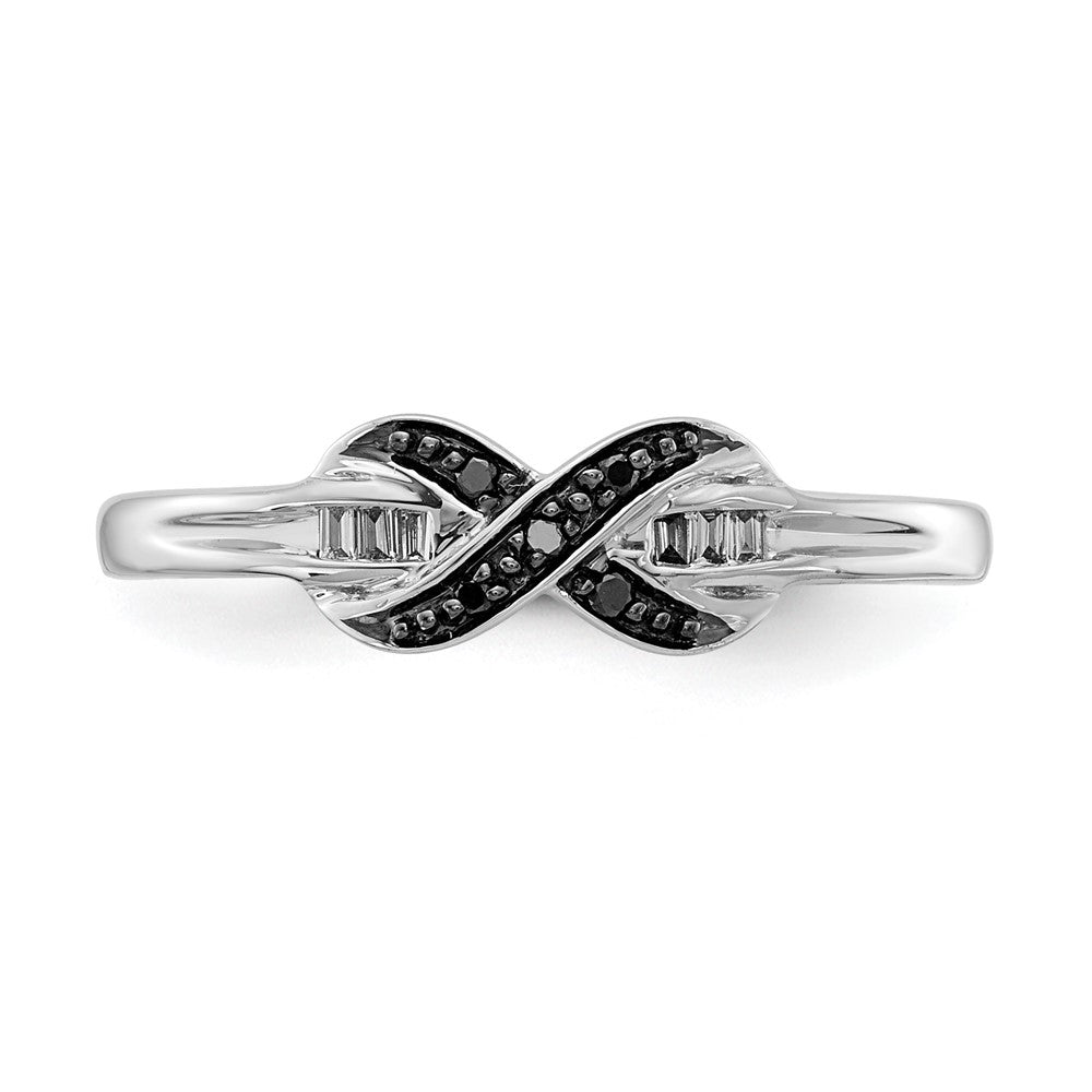 14K Weißgold Schwarz und Diamant X Ring