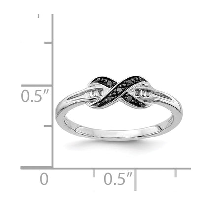 14K Weißgold Schwarz und Diamant X Ring