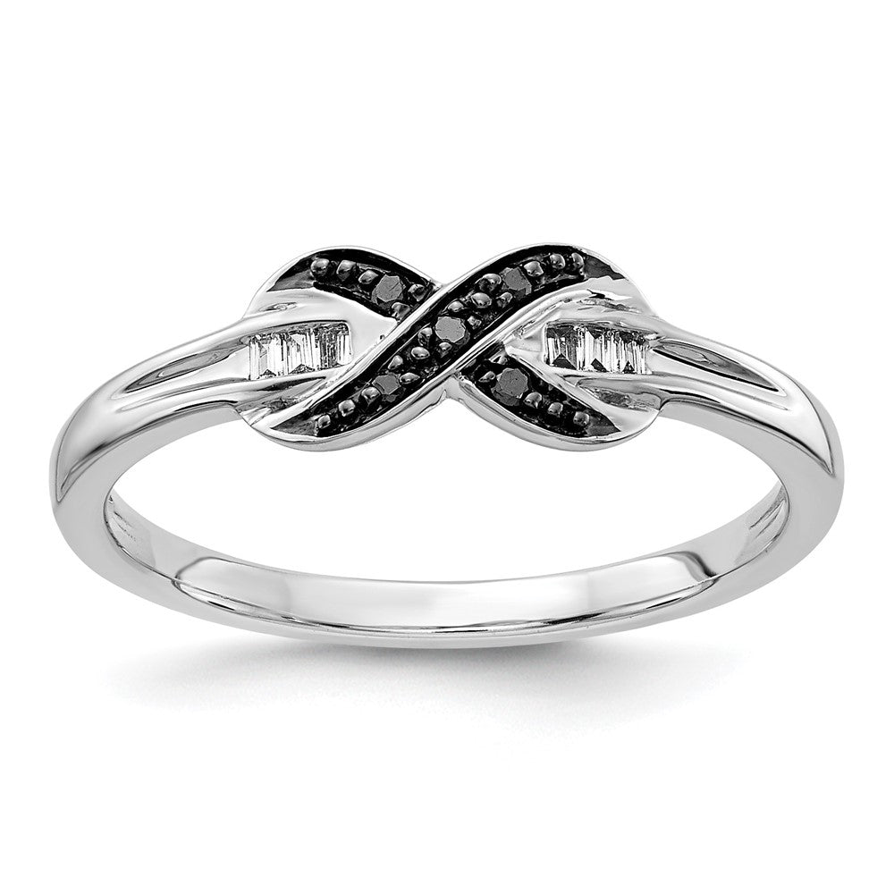 14K Weißgold Schwarz und Diamant X Ring
