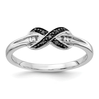 14K Weißgold Schwarz und Diamant X Ring