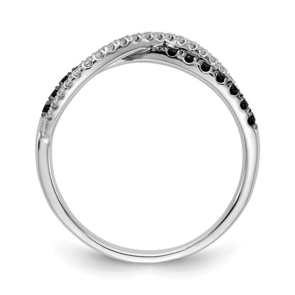 14K Weißgold Schwarz und Diamant Gedreht Ring