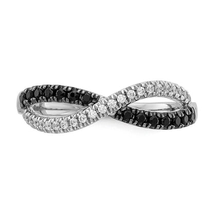 14K Weißgold Schwarz und Diamant Gedreht Ring
