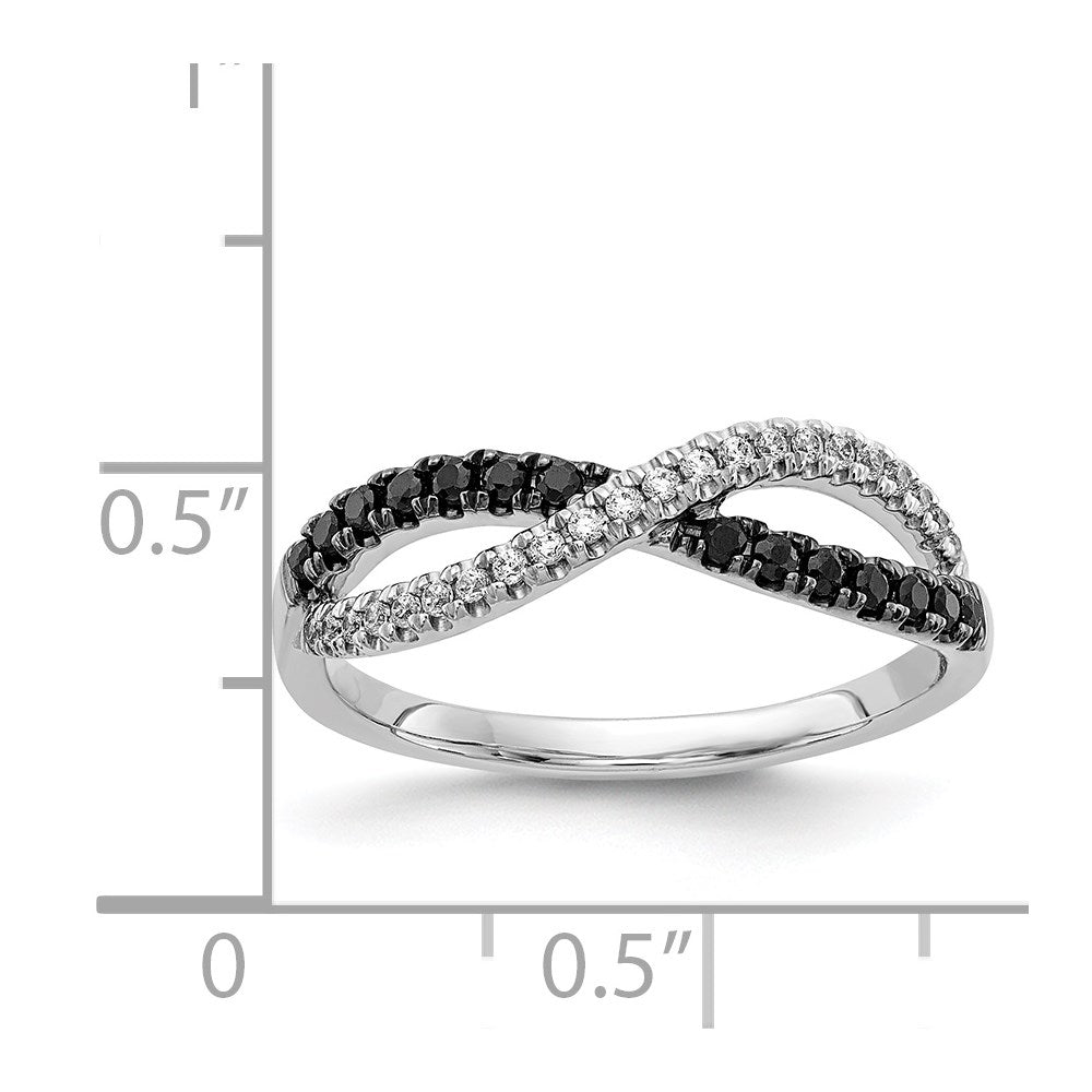 14K Weißgold Schwarz und Diamant Gedreht Ring
