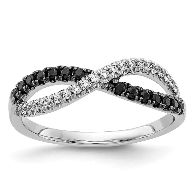 14K Weißgold Schwarz und Diamant Gedreht Ring