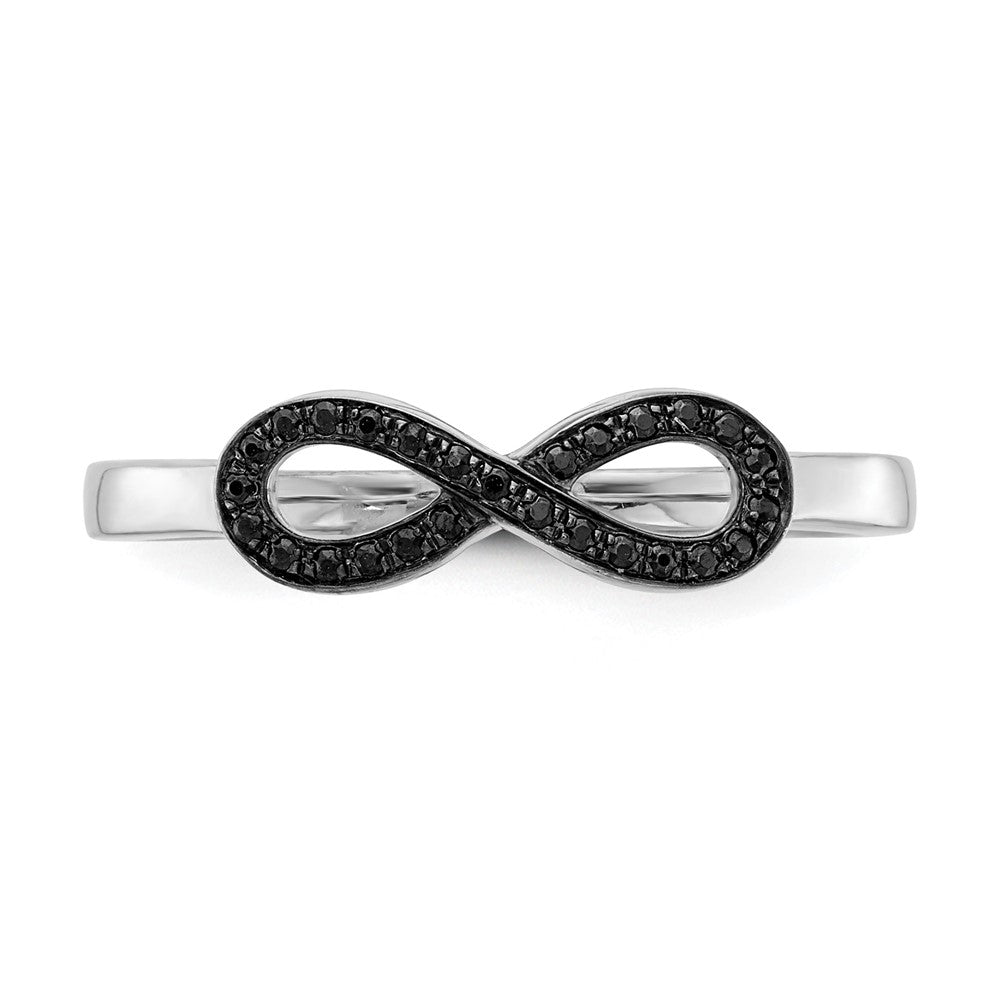 14K Weißgold Schwarz Diamant Unendlichkeit Ring (size 6.75 Nur)