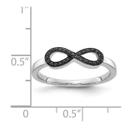 14K Weißgold Schwarz Diamant Unendlichkeit Ring (size 6.75 Nur)