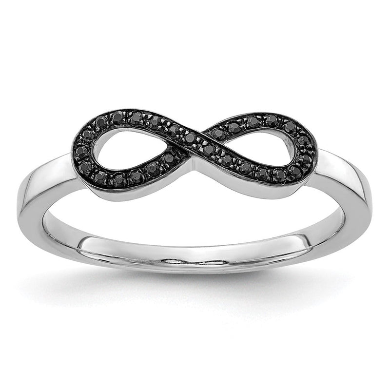 14K Weißgold Infinity-Ring mit schwarzen natürlichen Diamanten