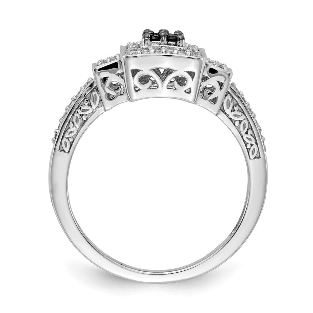 14K Weißgold Ring mit natürlichen schwarzen Diamanten