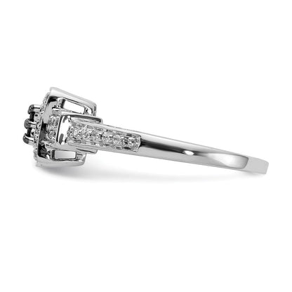 14K Weißgold und Schwarz Diamant Quadratisch Ring