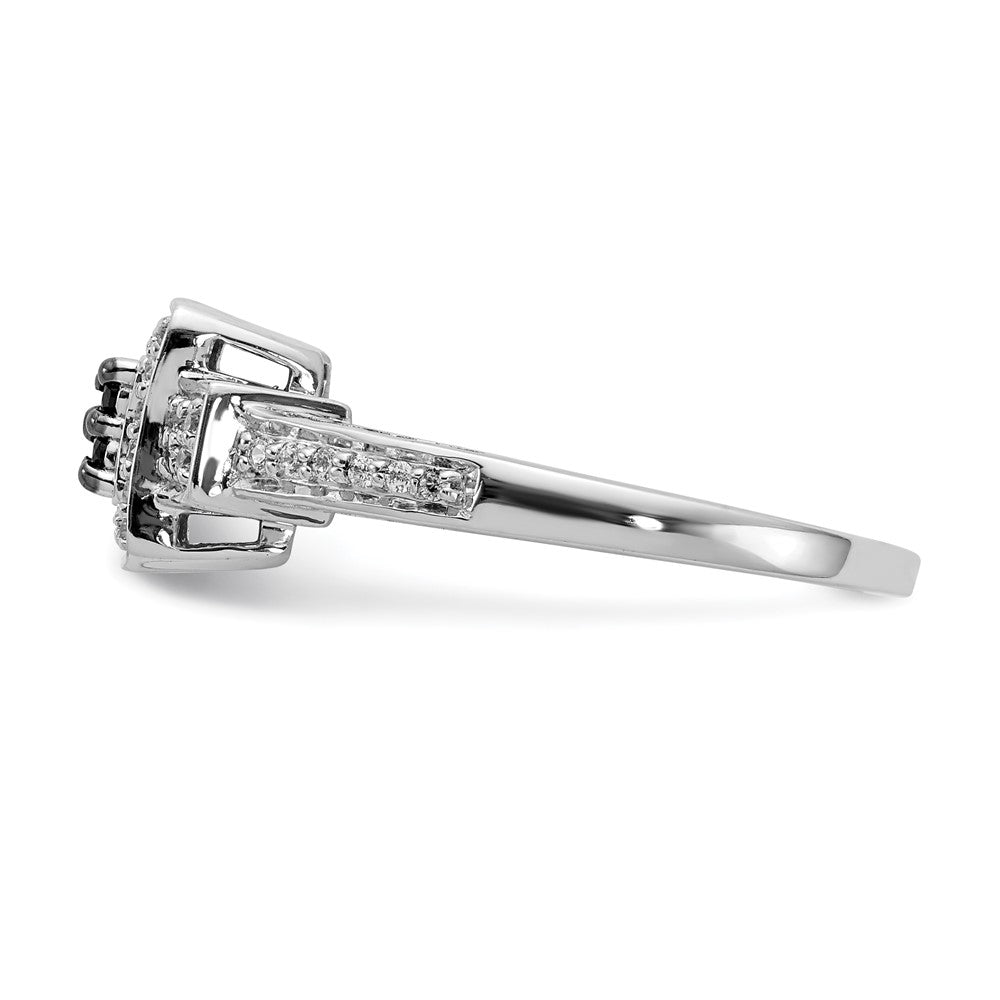 14K Weißgold Ring mit natürlichen schwarzen Diamanten
