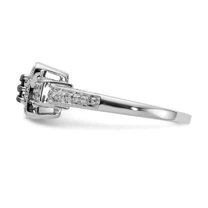 14K Weißgold Ring mit natürlichen schwarzen Diamanten