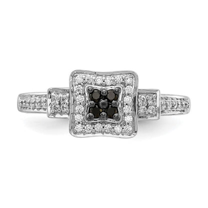 14K Weißgold Ring mit natürlichen schwarzen Diamanten
