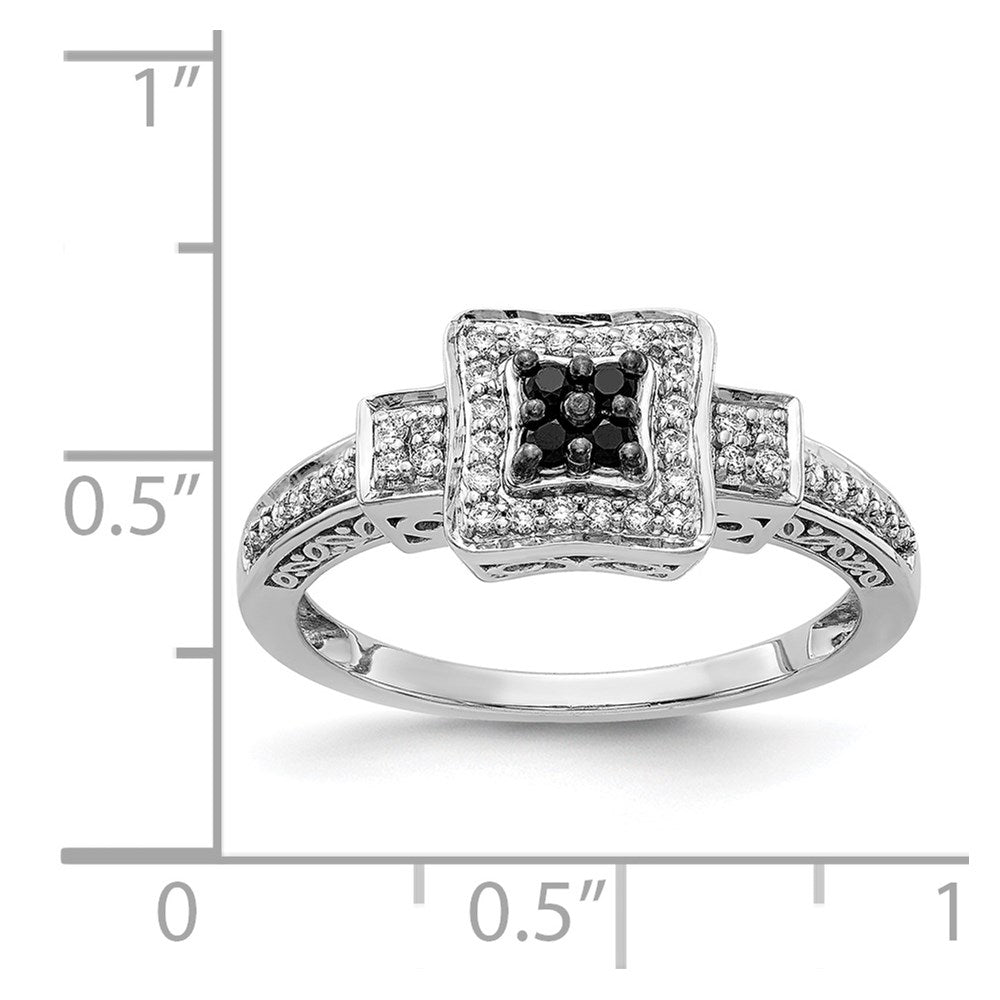 14K Weißgold Ring mit natürlichen schwarzen Diamanten
