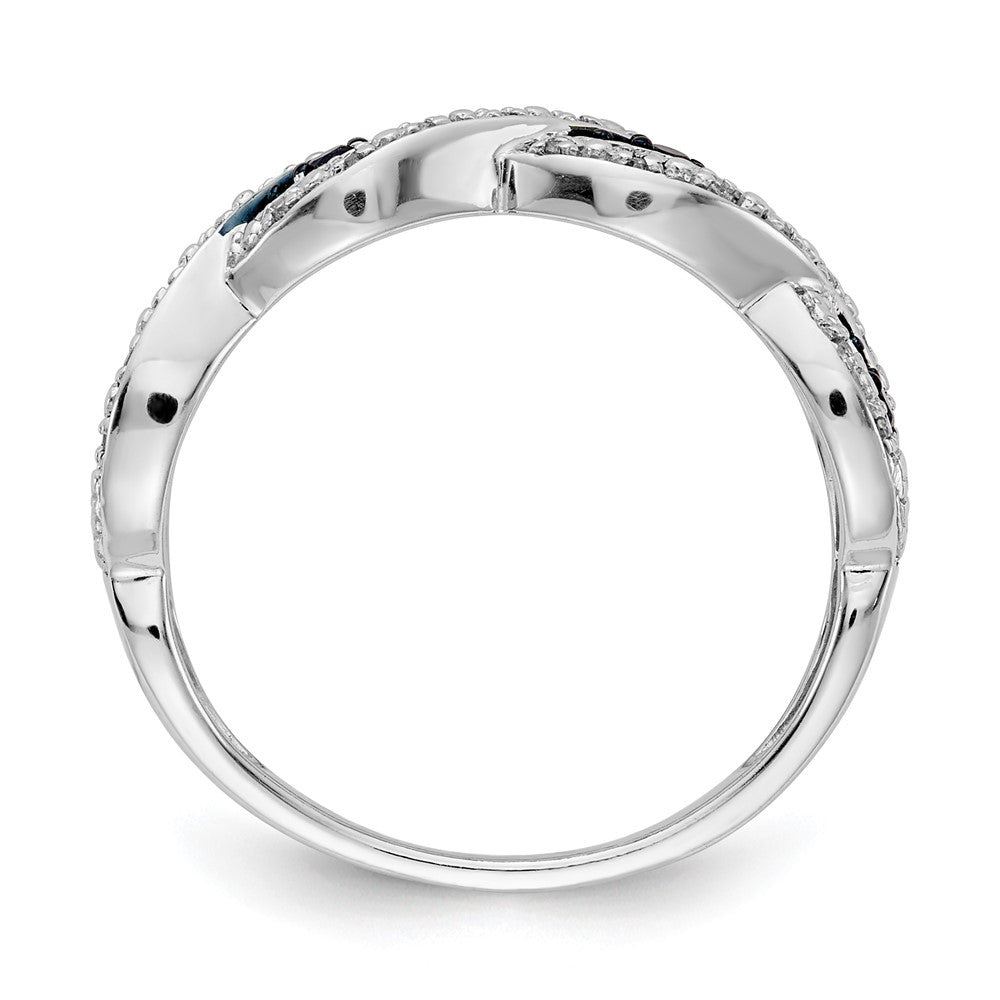 14K Weißgold und Blau Diamant Gedreht Ring