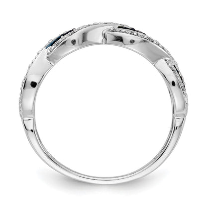 14K Weißgold und Blau Diamant Gedreht Ring