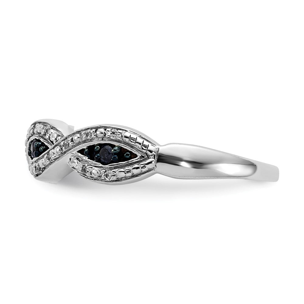 14K Weißgold und Blau Diamant Gedreht Ring