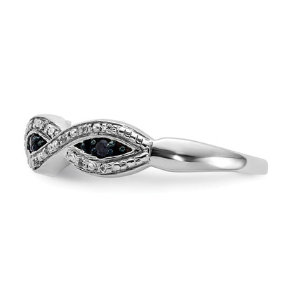 14K Weißgold und Blau Diamant Gedreht Ring