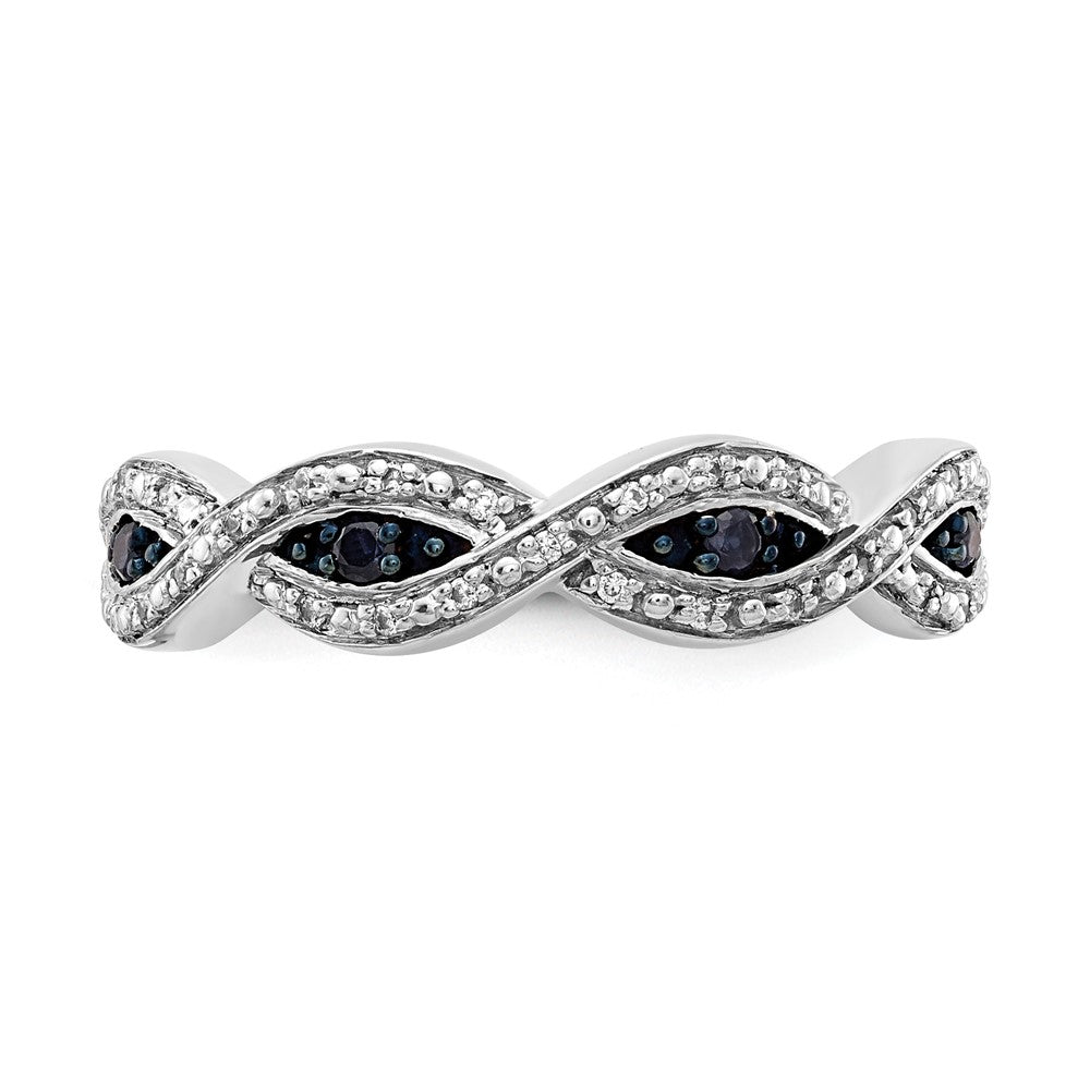 14K Weißgold und Blau Diamant Gedreht Ring