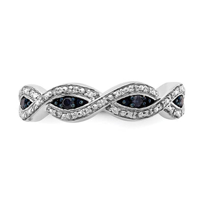 14K Weißgold und Blau Diamant Gedreht Ring