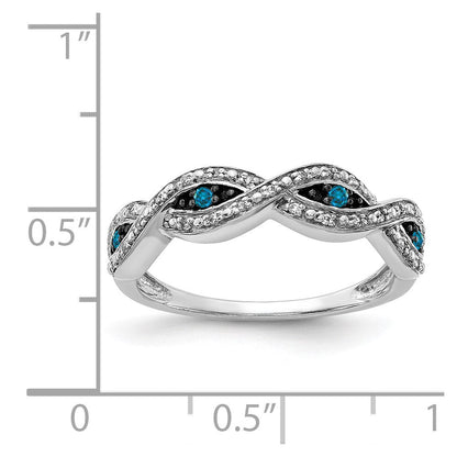 14K Weißgold und Blau Diamant Gedreht Ring