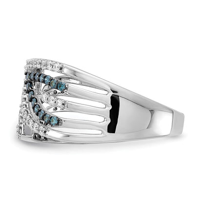 14K Weißgold Blau/white Fantasie Diamant Ring