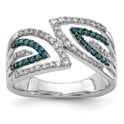 14K Weißgold Blau/white Fantasie Diamant Ring