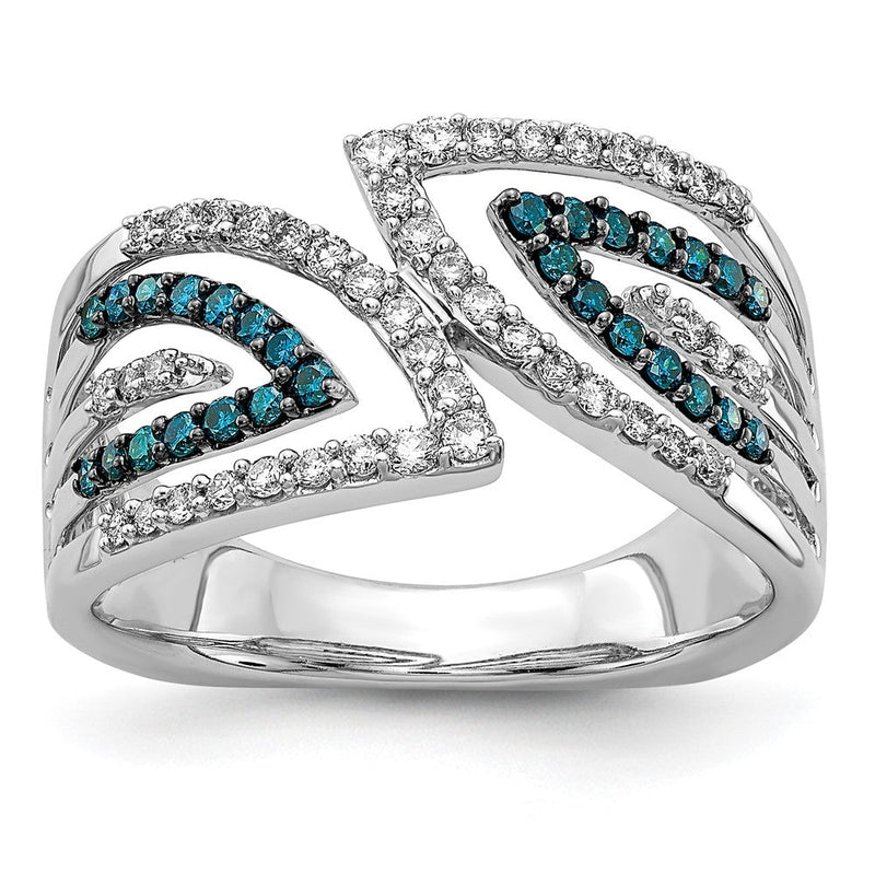 Ring aus 14K Weißgold mit natürlichen blauen und weißen Diamanten, 0,49 ct