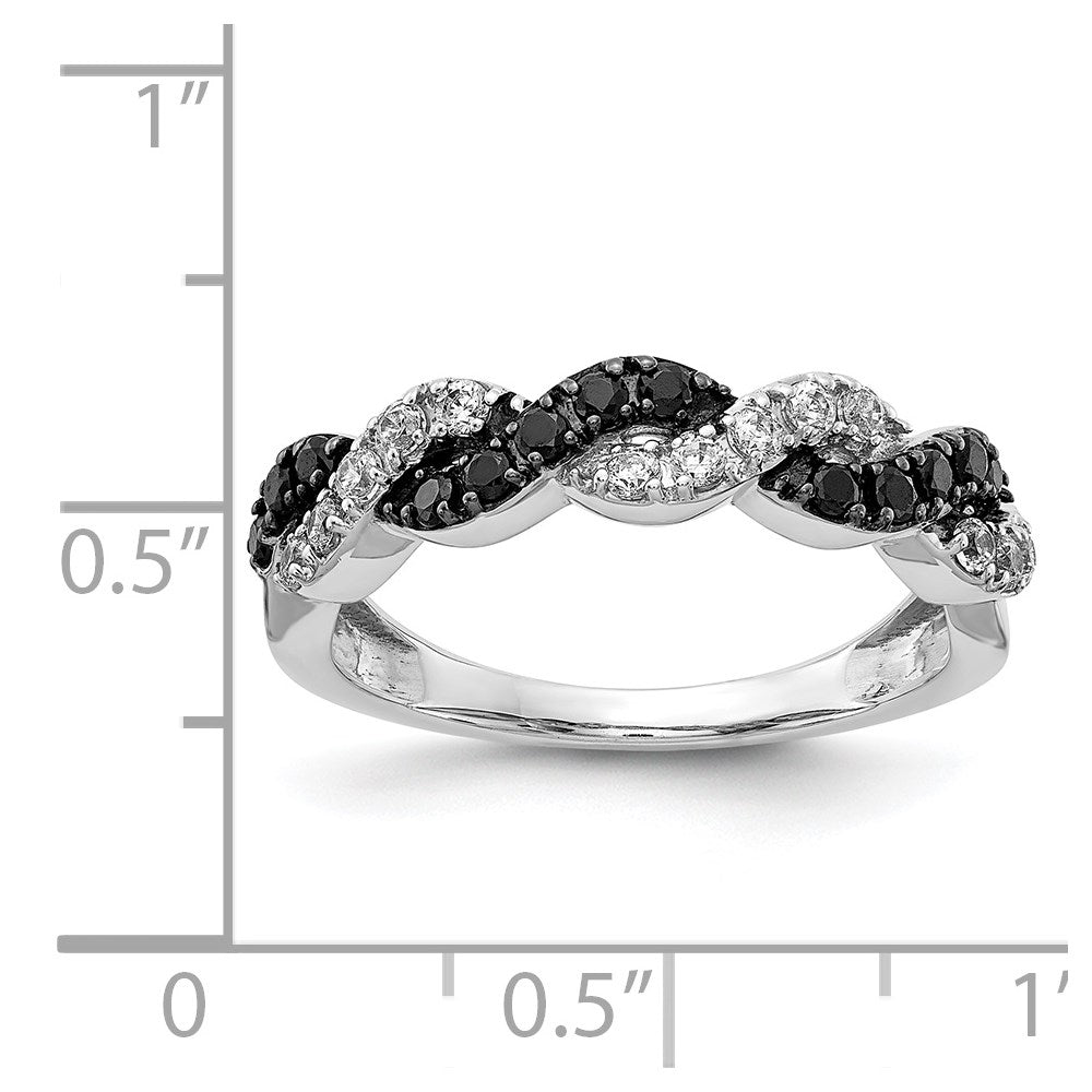 14K Weißgold Schwarz/white Diamant Gedreht Ring