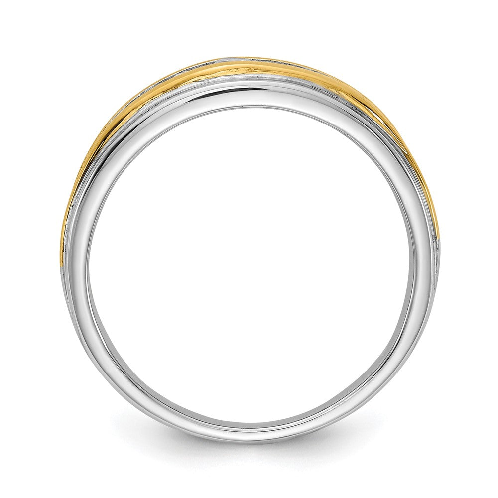 14K Weiß- und Gelbgold Ring mit echten Diamanten für Herren