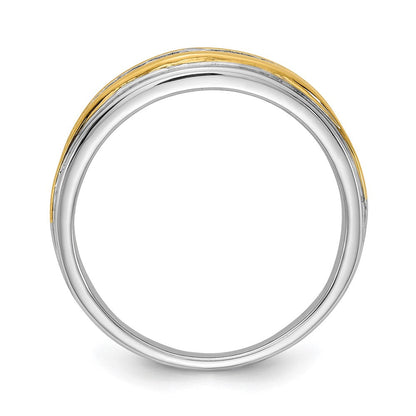 14K Weiß- und Gelbgold Ring mit echten Diamanten für Herren