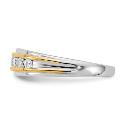 14K Weiß- und Gelbgold Ring mit echten Diamanten für Herren