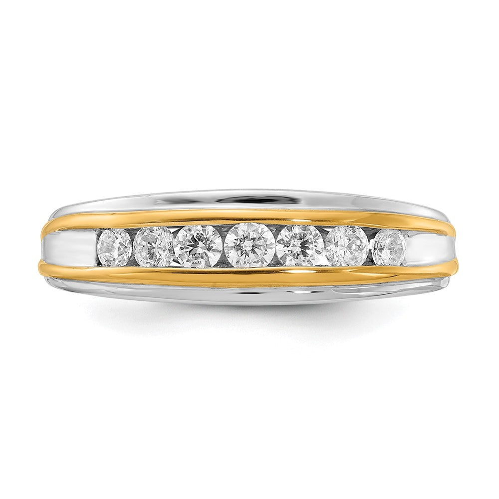 14K Weiß- und Gelbgold Ring mit echten Diamanten für Herren