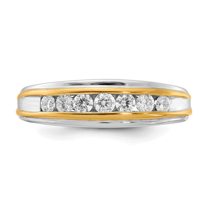 14K Weiß- und Gelbgold Ring mit echten Diamanten für Herren