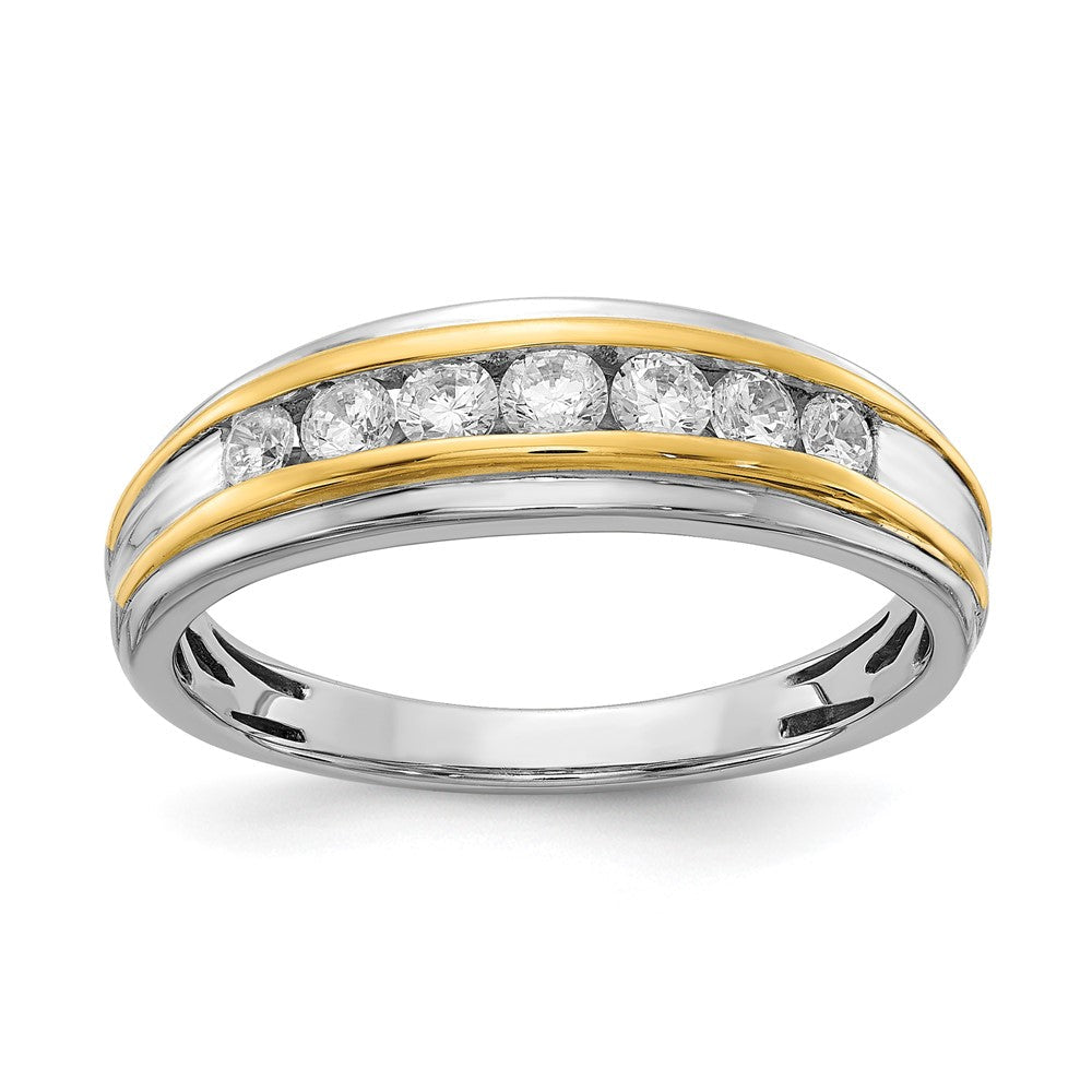 14K Weiß- und Gelbgold Ring mit echten Diamanten für Herren