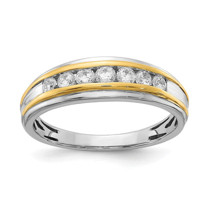 14K Weiß- und Gelbgold Ring mit echten Diamanten für Herren