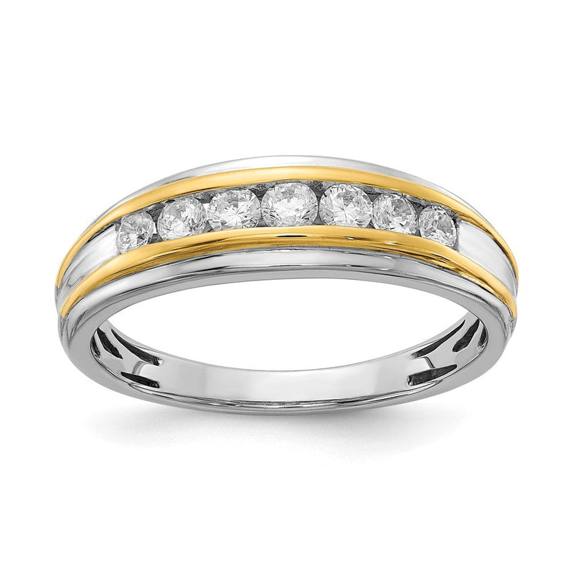 14K Weiß- und Gelbgold Ring mit echten Diamanten für Herren